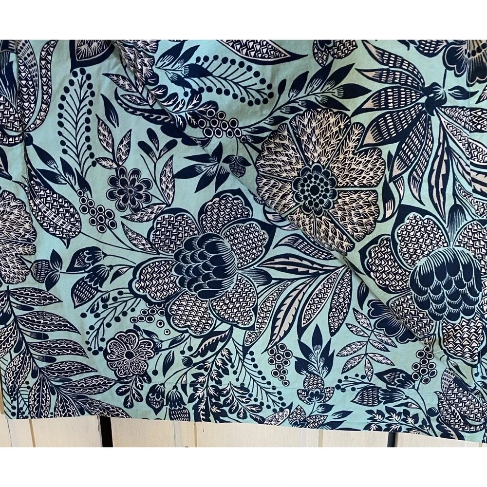 Lands' End Home Blue Radiance Pillow Shams (2) 100% Cotton Floral Turquoise Navy